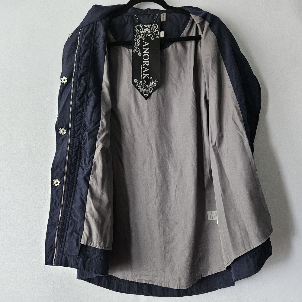 Anorak Jacket Women's sz XS Navy Blue Full Zipper Pockets Rain Layering Outdoor - Picture 9 of 12